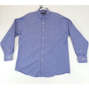 Tommy Hilfiger Button Down‎ Shirt Men L 16-16.5 34/35 Micro Print Blue Preppy